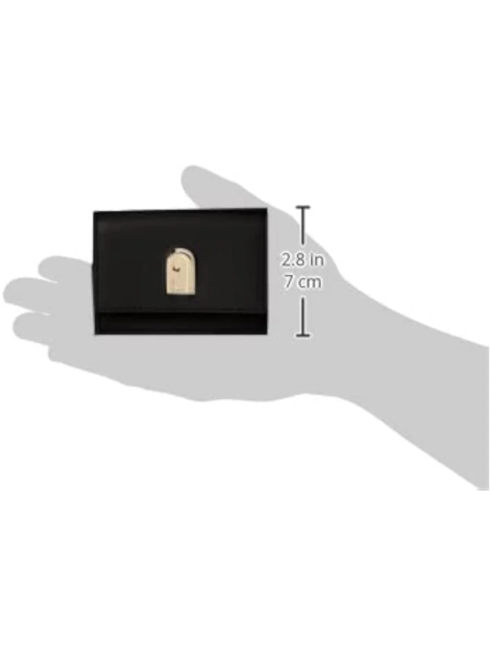 Compact Tri-Fold Black Furla Wallet with Gold hardware